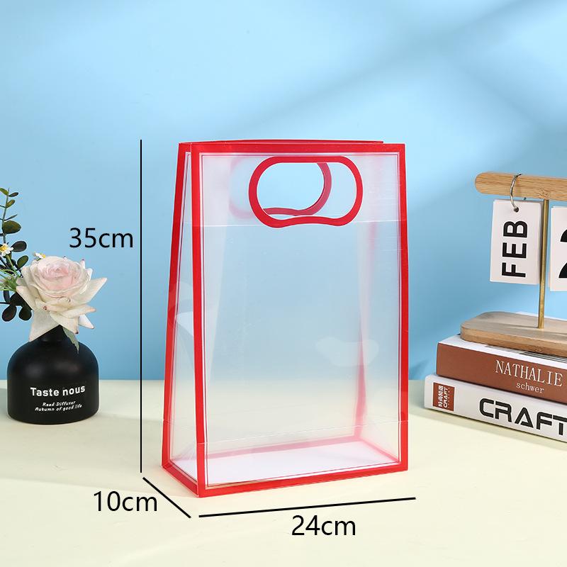 Transparent Plastic Gift Bag with Handle Reusable PP Material Packaging Bag Suitable for Weddings Valentine's Day Birthday Parties Business Occasions