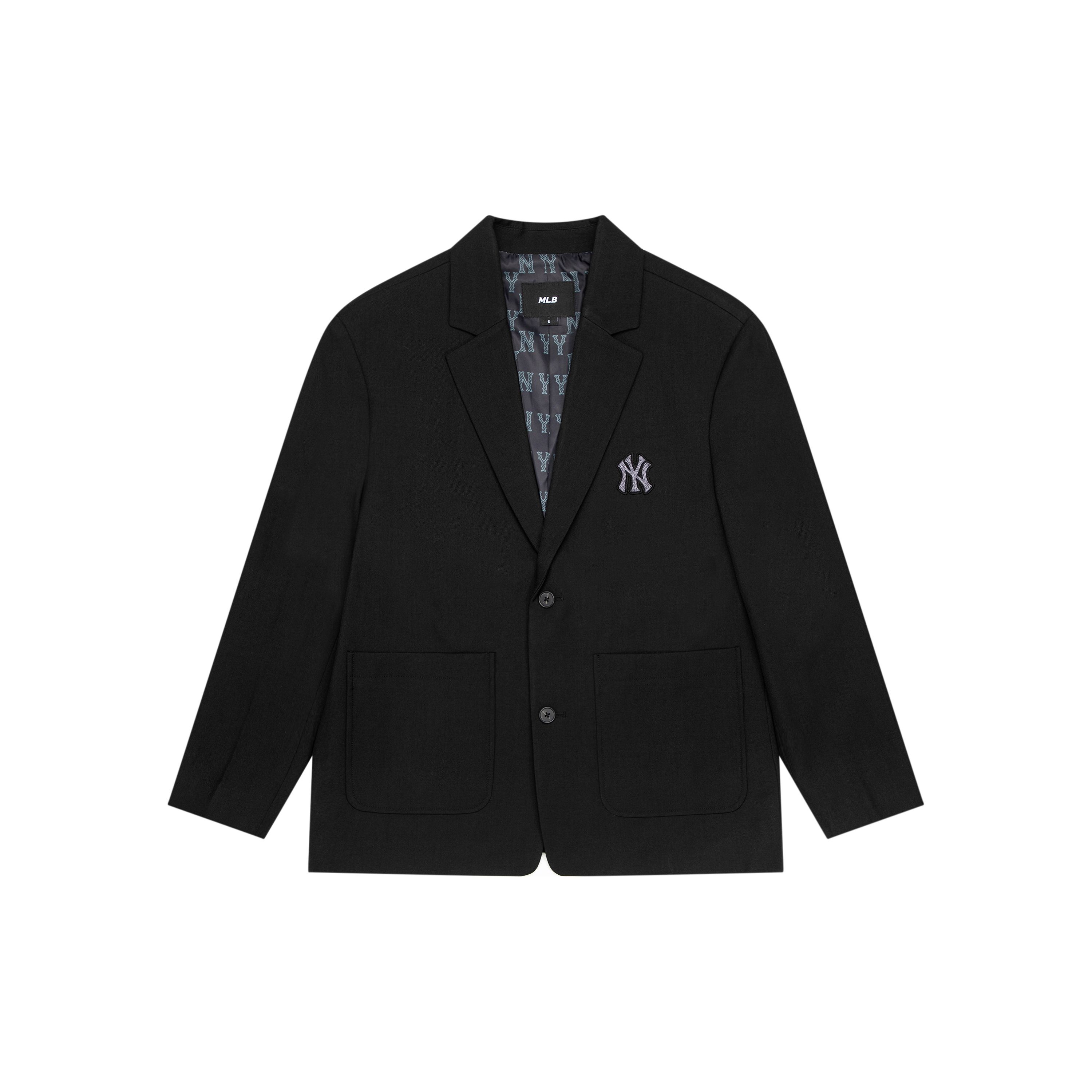 MLB FW23 New York Yankees Logo Buchstabendruck Einreiher Anzug Unisex Anzug Schwarz 3AJKM0134-50BKS M black