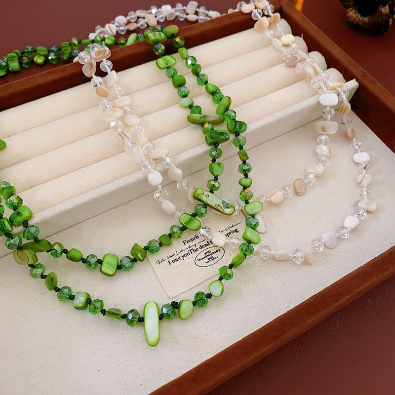 120CM Long Shell Beads Crystal Necklace Women Handmade Woven Long Sweater Chain Clothing Accessories Neck Chain Boho Jewelry