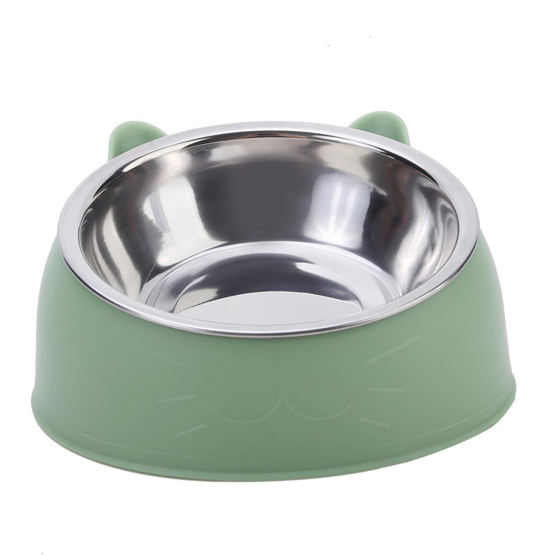 

Eco-Friendly 1PcStainless Steel Cat Bowl, 15° Inclined Pet Food Dish with Non-Slip Base, Anti-Choke Feeder for Cats/Kittens/Dogs зелёный