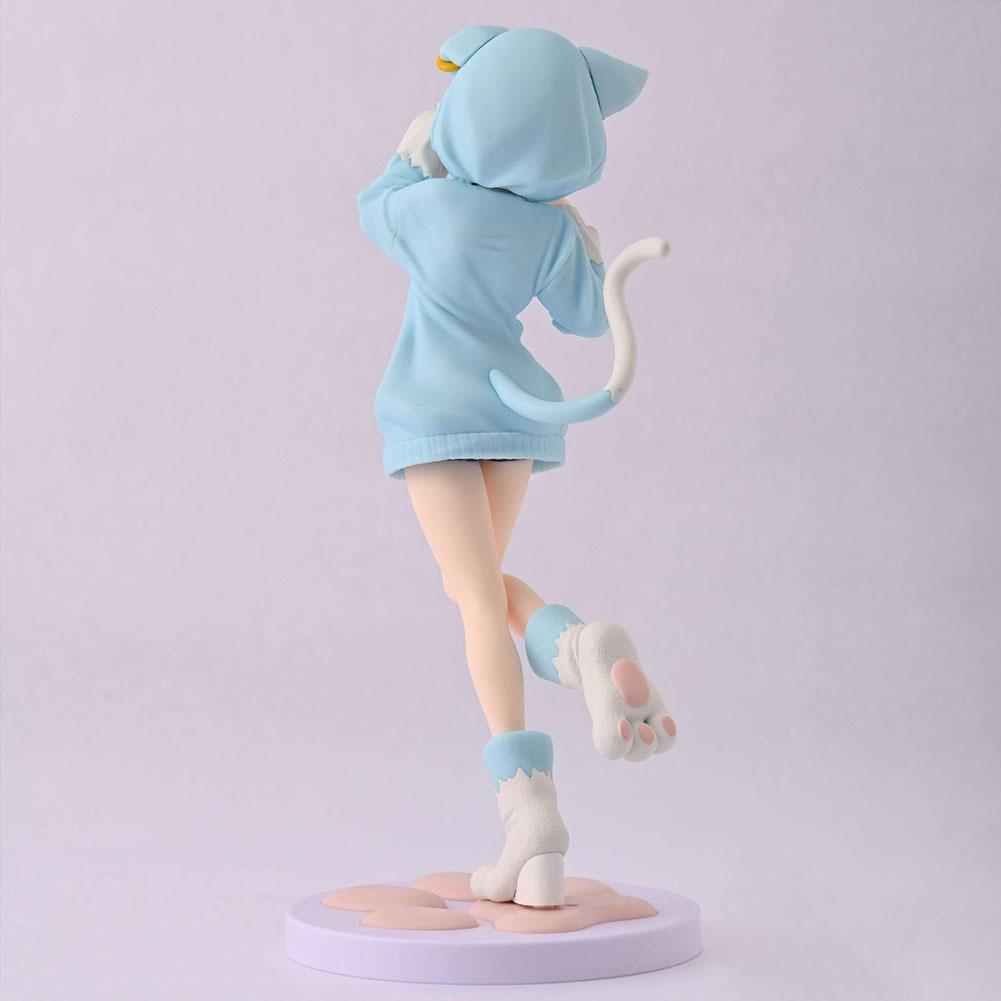 22CM Anime Remu Figure Rem Ram Cute Standing Pose Cat Ears Dresses Action Figure PVC Model Ramu Figurine Home Collection Gifts