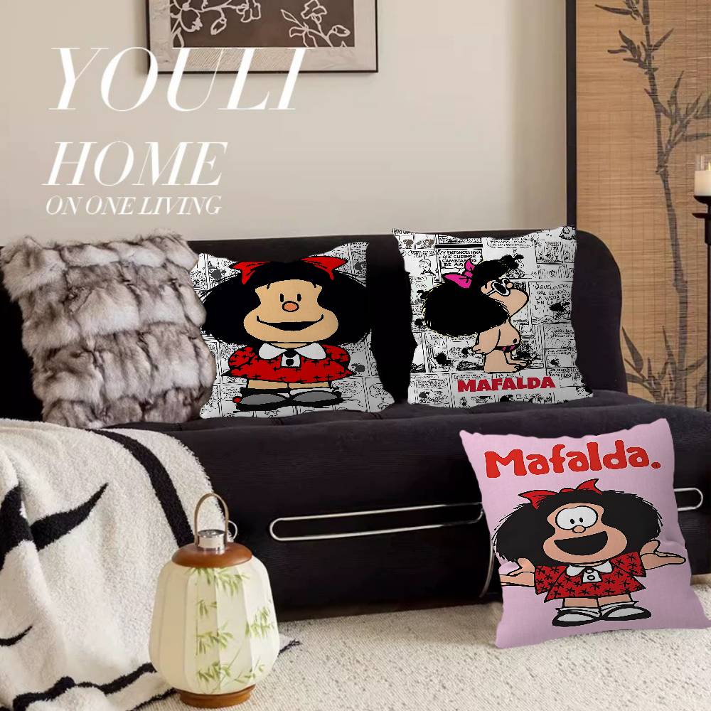 Cartoon M-Mafalda Pillow Cover For Bedroom Room And Living Room Sofa Decorative Cushion Cover