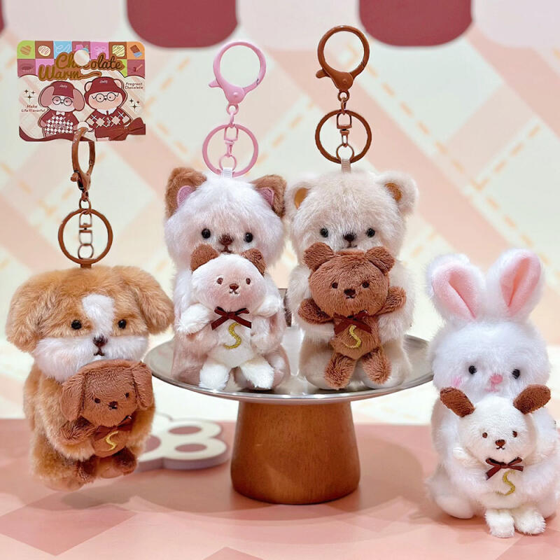 Hug me teddy bear doll keychain rabbit puppy cat