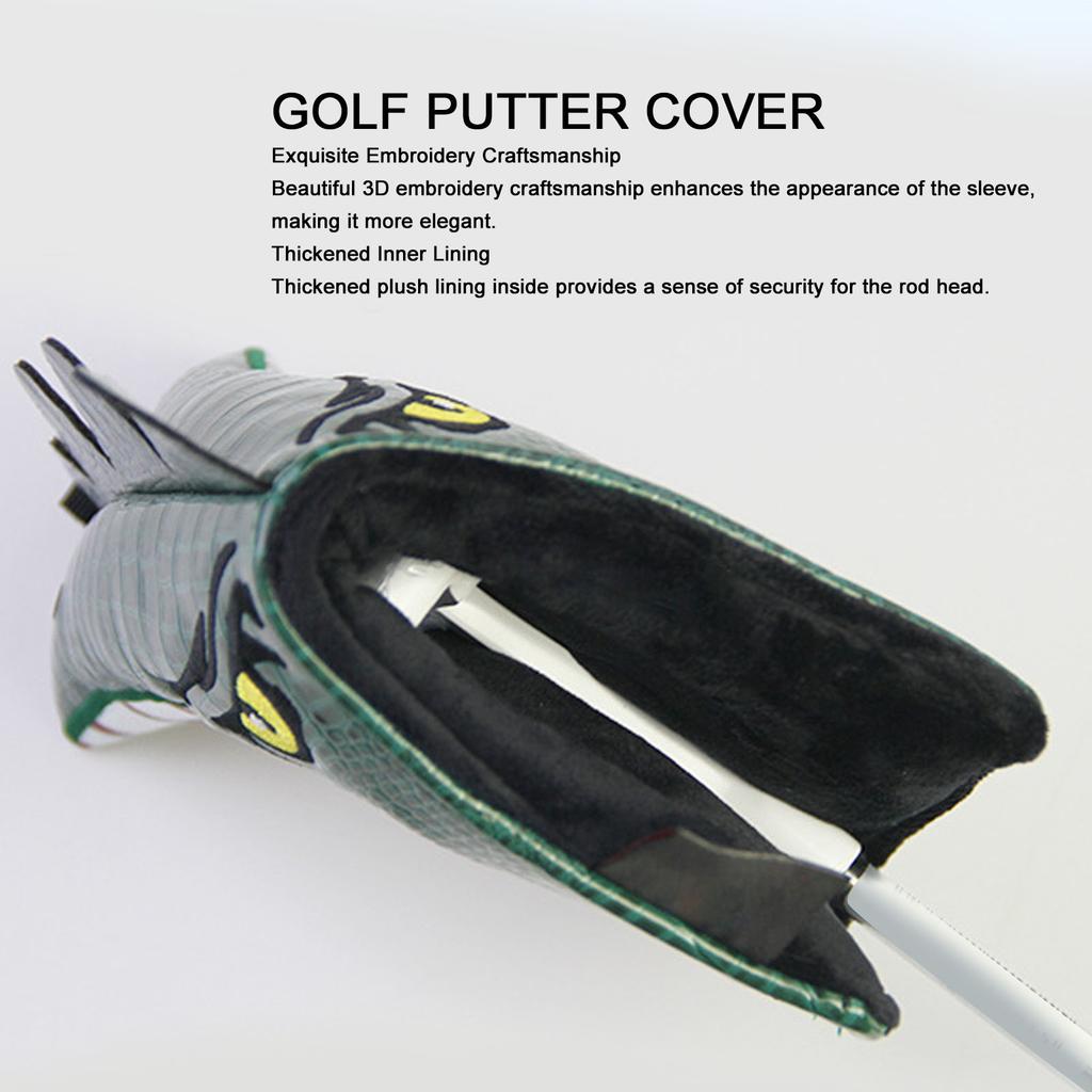 Dinosaur Shaped Golf Putter Head Cover Headcover Golf Blade Putter Cover PU Waterproof Fabric Soft Lining