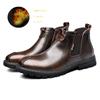 2024 Autumn Winter Black Ankle Boots Men Comfortable Warm Plushed Leather Men's Chelsea Boots Classic Tooling Boots botas hombre