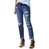 Women's Skinny Ripped Jeans Mid Rise Distressed Destroyed Denim Pants with Pockets Stretchy Slim Fit Jean Trousers