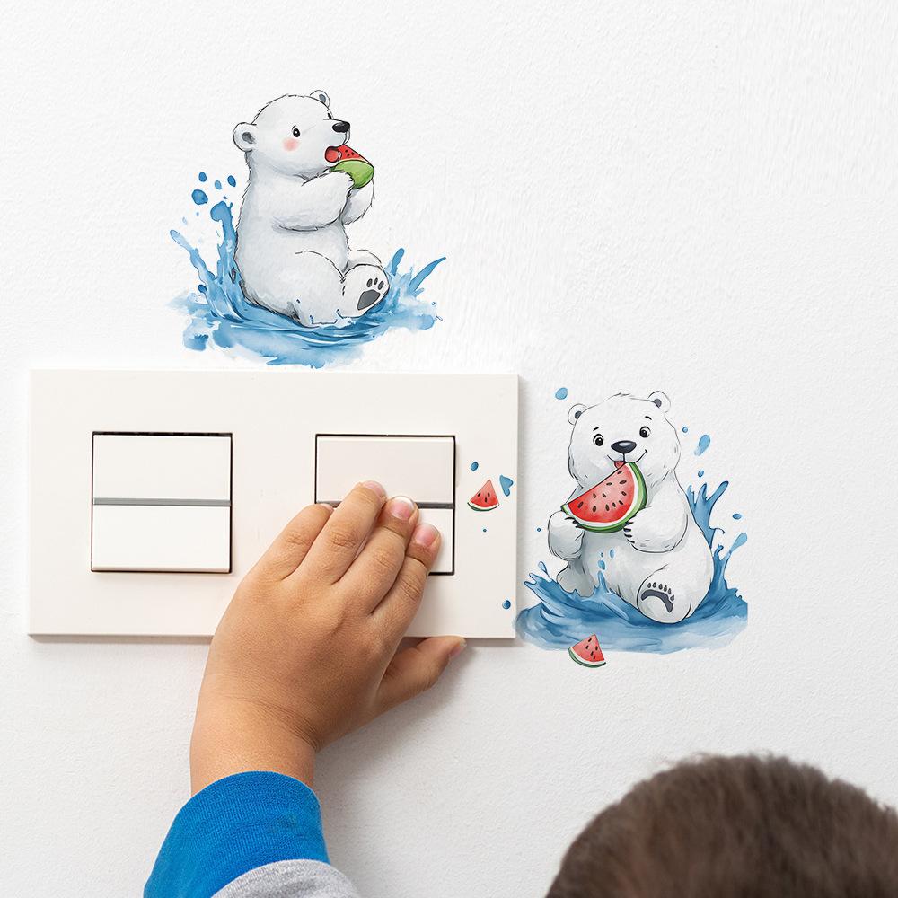 Cartoon Polar Bear Bedroom Living Room Switch Background Beautification Wall Stickers