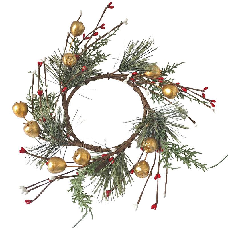 Christmas Wishing Candlestick Wreath Simulation Blueberry Berry Pine Needle Candle Wreath Eucalyptus Wax Ring Decoration