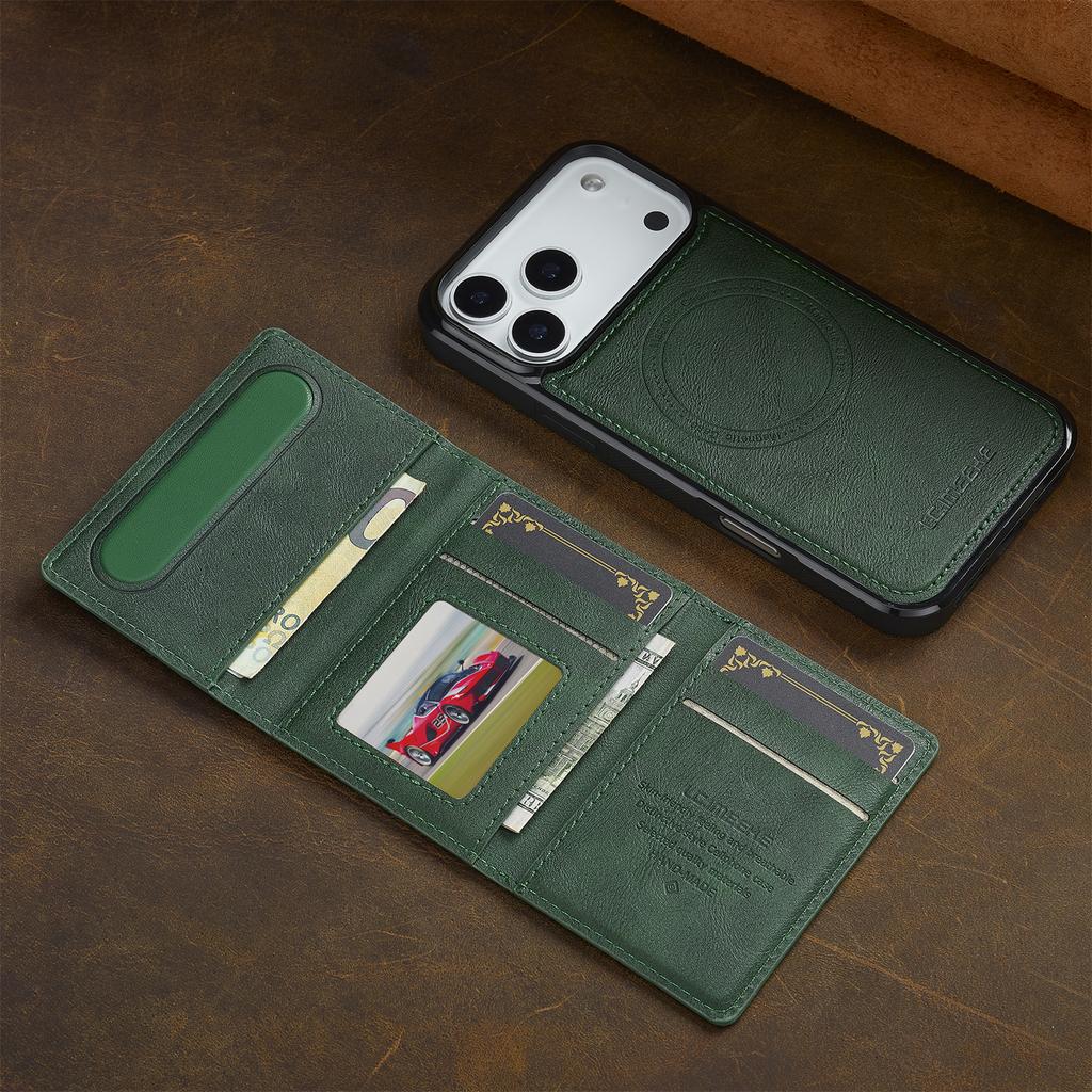 LC.IMEEKE L5 For iPhone 17 Pro Max Magnetic Phone Case Leather Back Cover with Detachable Card Holder