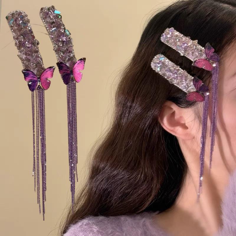 Elegant Tassels Hair Clip For Women Girls Versatile Alloy Long Tassels Hair Accessories  Simple Broken Hair Clip Gifts