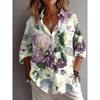 Summer Women's Shirt Flower Active Stylish Blouse Lapel Neck Blouse Women's Long Sleeve Shirts Womens Clothing Female Clothes
