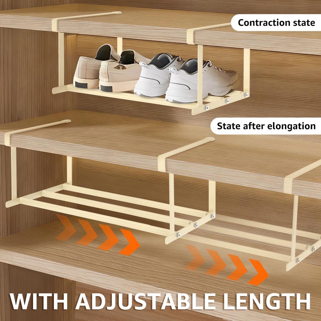 40-80CM Expandable Shoe Rack Organizer Aluminium Shoe Storage Rack Hanging Shoe Organizer Multi-Purpose Cabinet Class Shelves