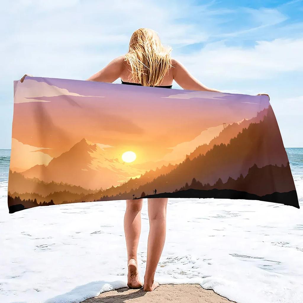 Sunrise Microfiber Thin Beach Towel Lightweight Oversized Extra Large Sand Free Towel Quick Dry Travel Pool Camping Sports Beach