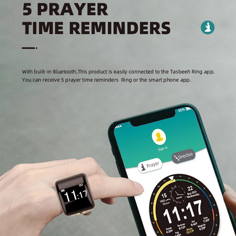 Digital Counter Clicker Counting Clicker Digital Tally Counter Clear Display 5 Prayer Time Reminders Ring Electronic Counter