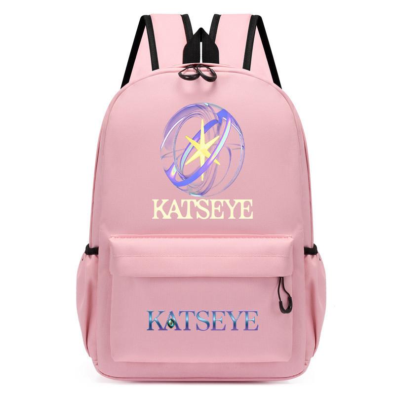 60123-8 Mochila Unissex para Meninos e Meninas KATSEYE Estampada Mochila de Estudante Escolar Impermeável Leve