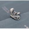 Trendy Retro Thai Silver Adjustable Koi Ring - Ethnic Style Index Finger Ring for Women