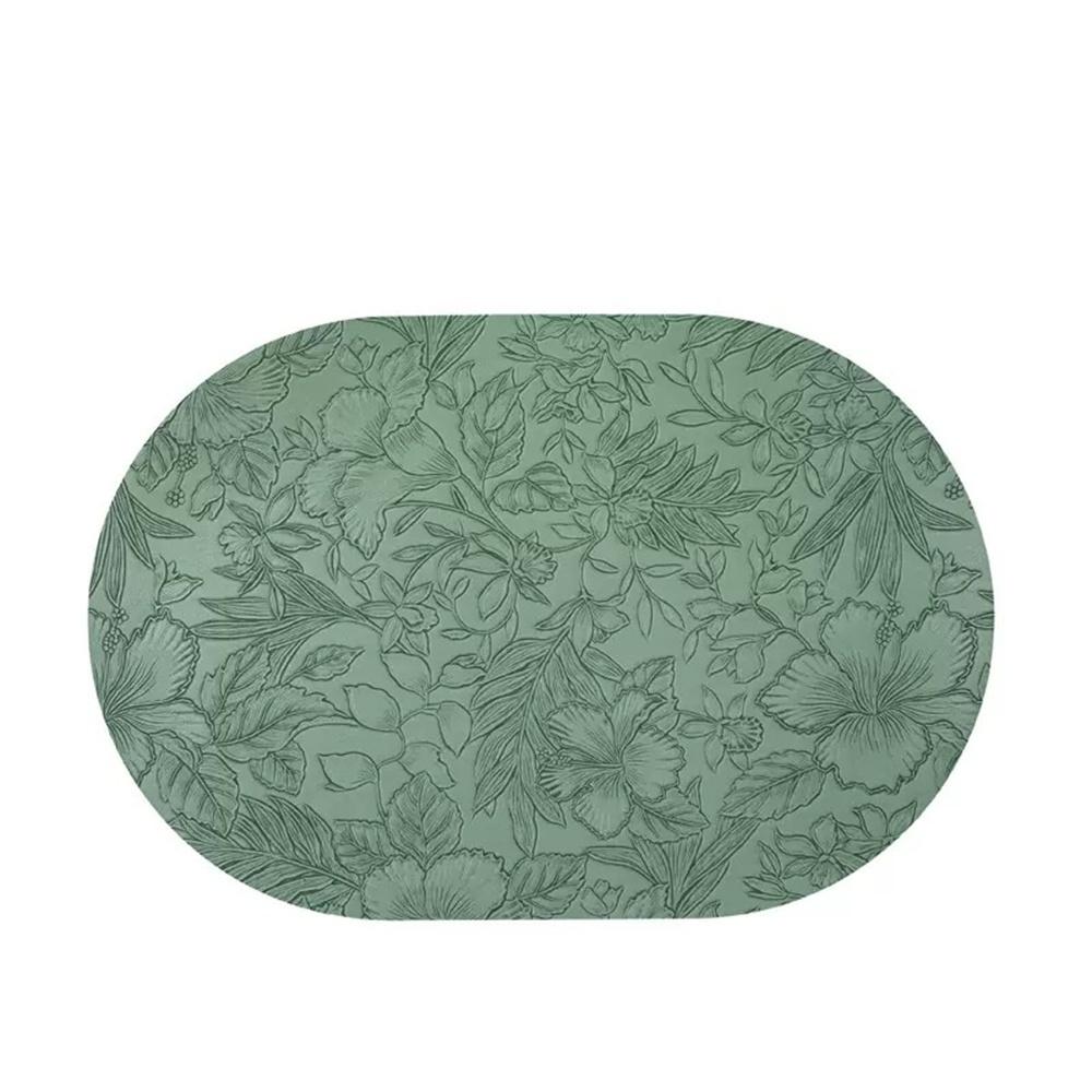 European-style oval leather double-sided embossed and carved placemats, suitable for multiple settings, waterproof, heat-resista