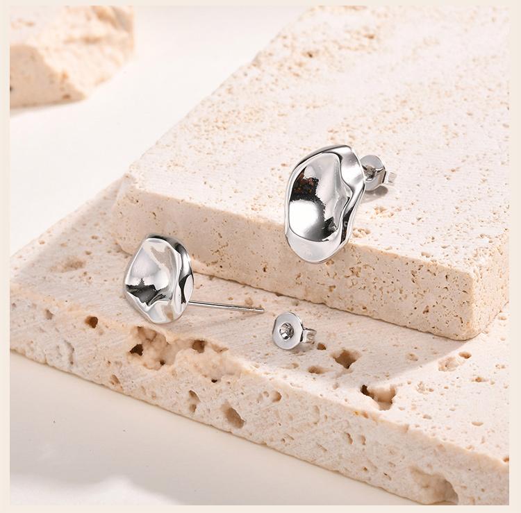 Hammered Geometric Stud Earring, Texture Metal Post Ear Jewelry for Women Gift