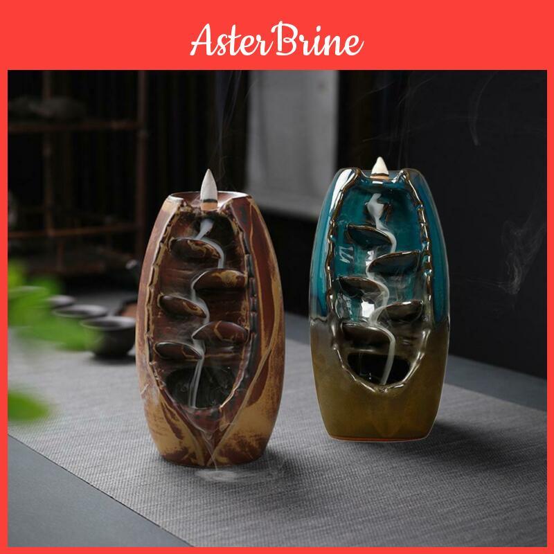 Chic Ceramic Backflow Waterfall Smoke Incense Burner For Peaceful Office Environments