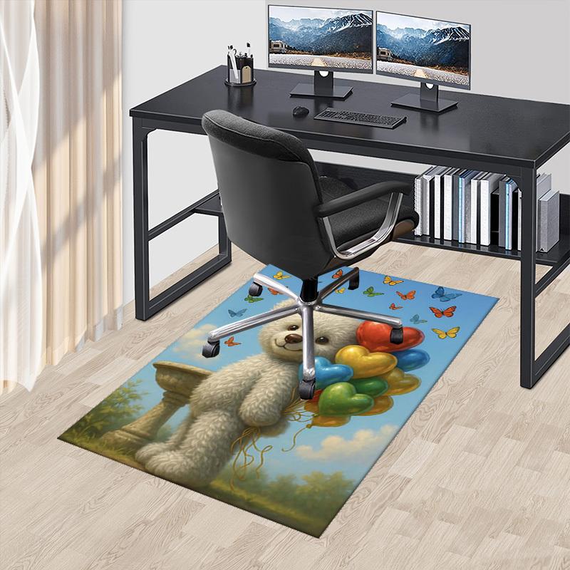 

1pc Anime Teddy Bear with Heart Balloons Chair Mat - Festival Gift for Office and Home Decor, Suitable for All Seasons.C006 60cm by 90cm