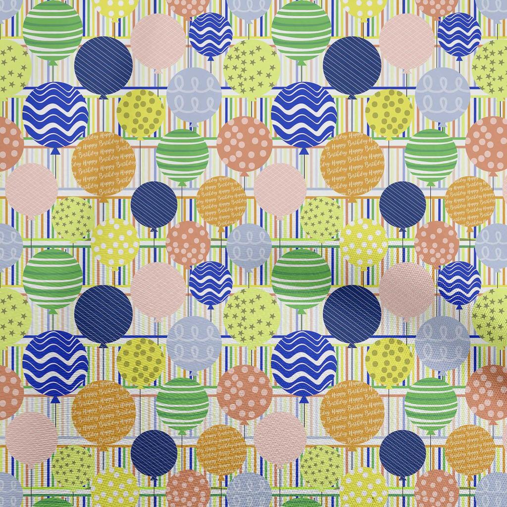 oneOone Cotton Flex Blue Fabric Kids Ballon With Stripe Dress Material Fabric Print Fabric By The Yard 40 Inch