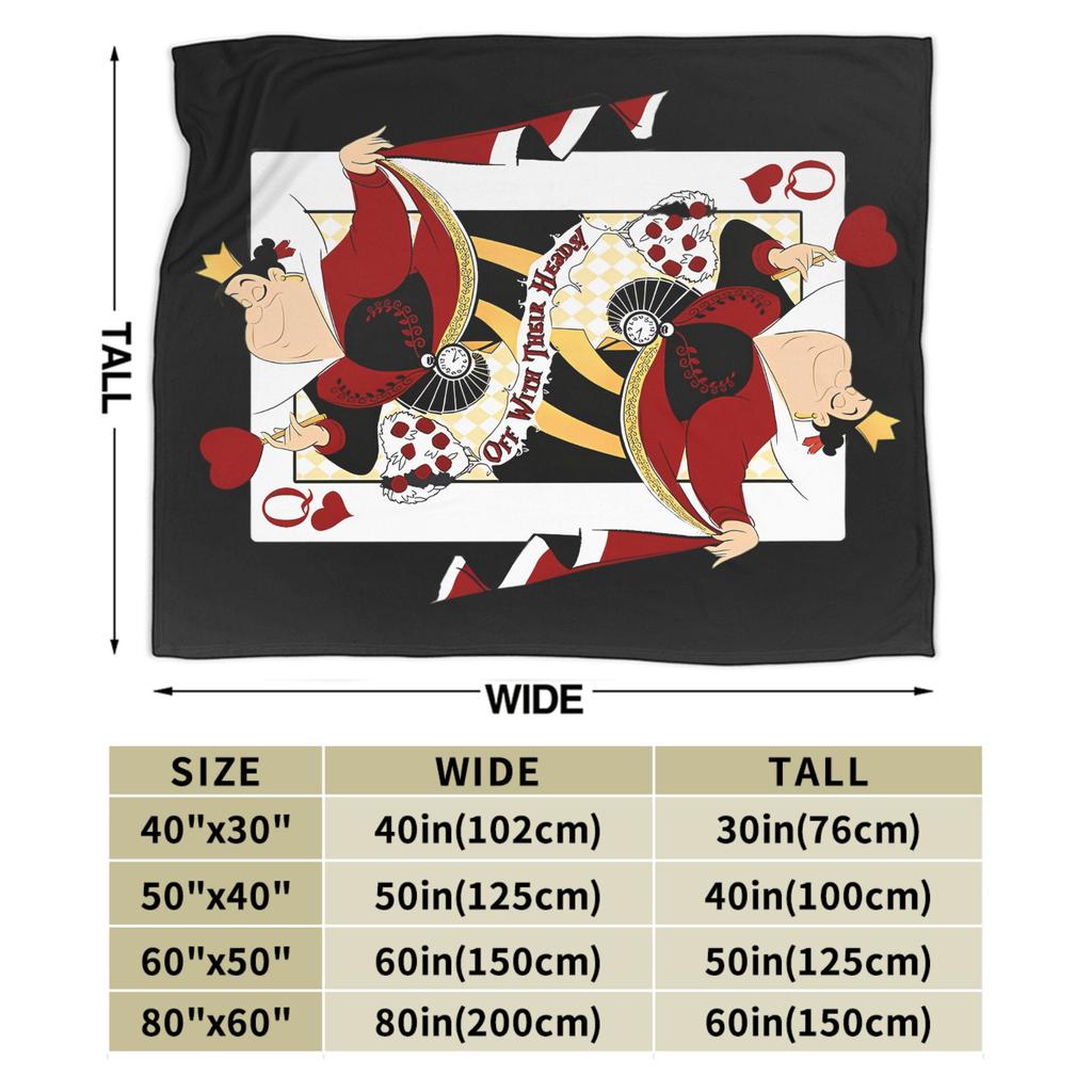 Regina di Cuori Alice nel Paese delle Meraviglie Coperte Velluto Carte da Gioco Calda Coperta da Viaggio per Esterno Biancheria da Letto Plaid Pezzo di Tappeto