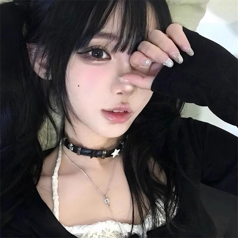 Choker Black Star Necklace Sweet Cool Babes Hip Hop Pentagram Splicing Collar Friends Asian Culture Collarbone Chain