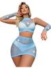 Fishing Net Dress Transparent Women'S Sexy Two Piece Set Open Crotch Bodystockings Dacne Party Club Mini Dress Sex Clothes