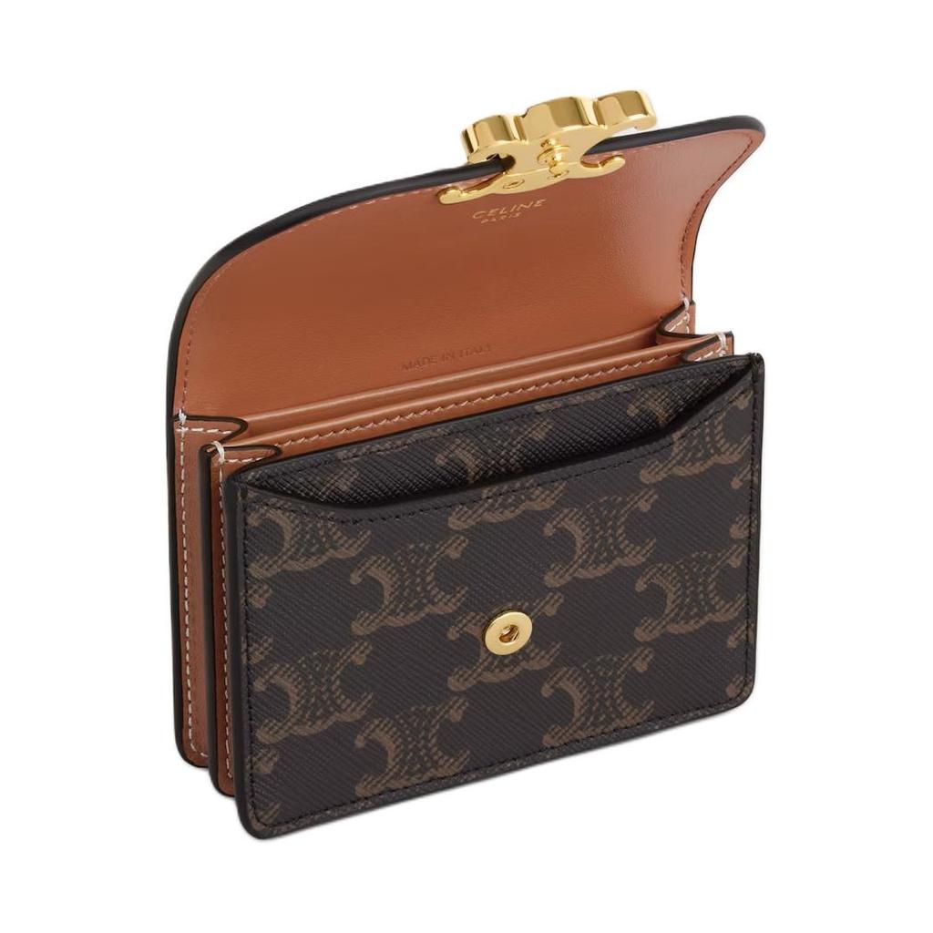 Celine Triomphe Classic Print Snap Closure Lambskin Wallet Women Wallet Brown 10N062DB7-04LU