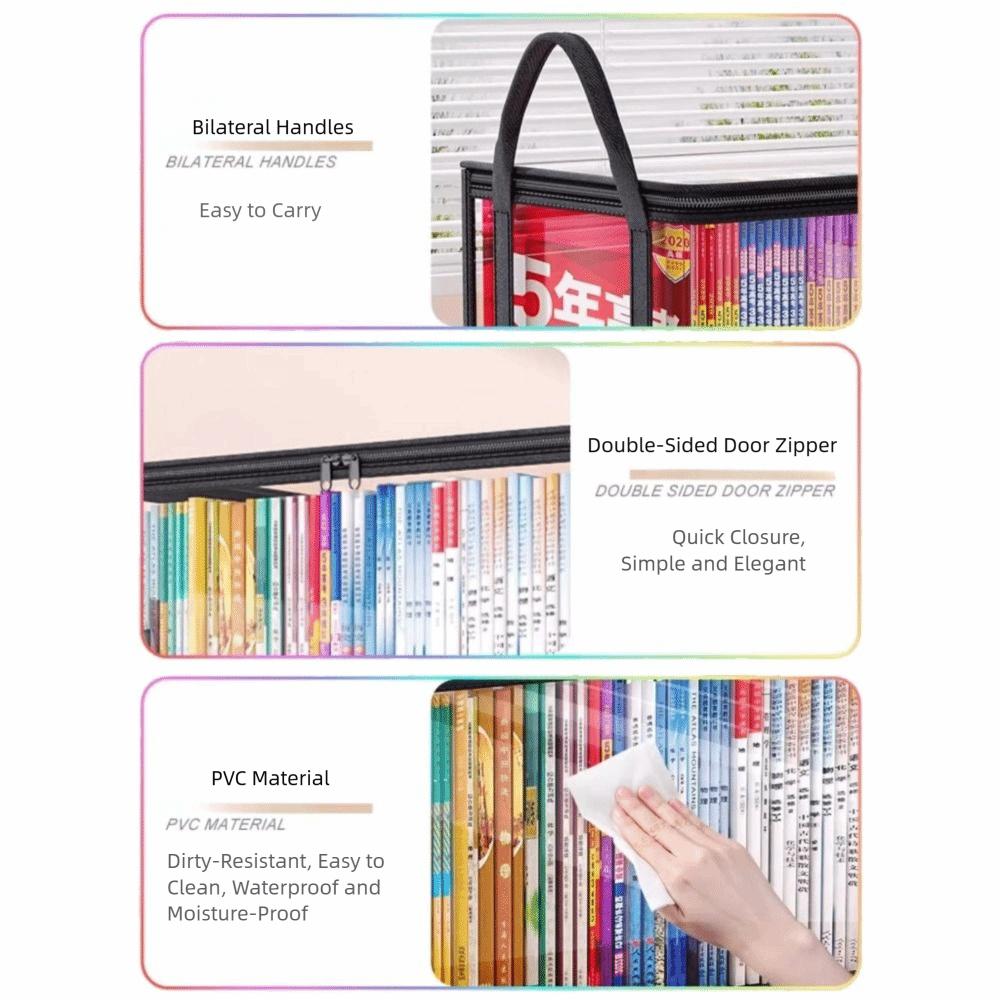 Tragbare Reißverschluss Comic-Aufbewahrungstasche Stapelbar Transparent Klare Tasche Griff Staubdicht Faltbare Tasche Schüler