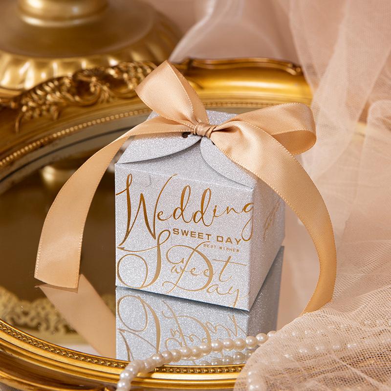 5/10Pcs Wedding Favors Boxes Candy Gift Boxes with Creative Ribbon Rectangle Paper Sweets Box for Engagement Party Anniverary