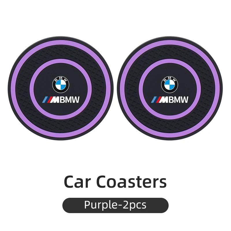 LHNJF1 2026 Car Sticker PVC Car Coaster Water Cup Anti-Slip Silicone Pads Interior Accessories For BMW Motorsport X1 X3 X5 E39 E46 E90