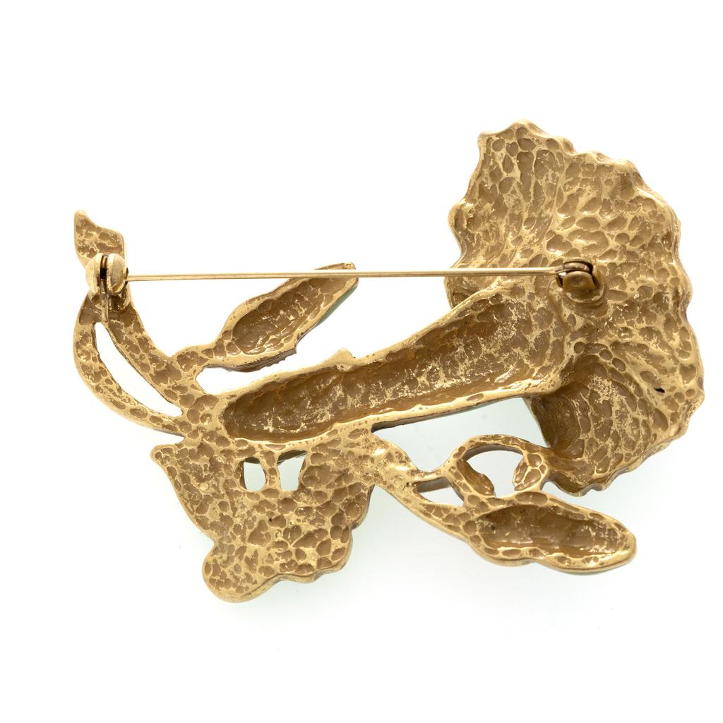 Medieval Vintage Western Retro High Court Simple Personality Copper Alloy Enamel Lotus Brooch New