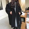 Plus Size Autumn Women's Korean Style Wool Coat Long Length Overcoat for Large Size (200 lbs) Loose Cape