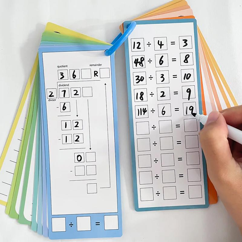 Children Math Training Cards Kids Montessori Teaching Aid Math Practice Portable Erasable Card Book 0-12 Calculation TMZ