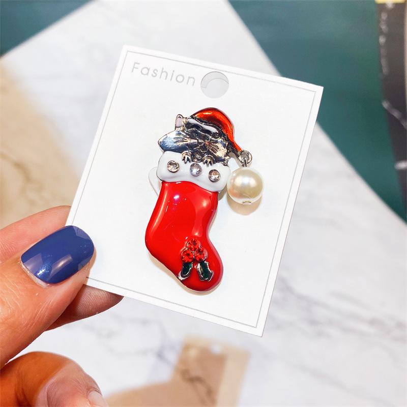 Yimu Alloy Christmas Brooch - Santa Claus & Tree Ornament Corsage