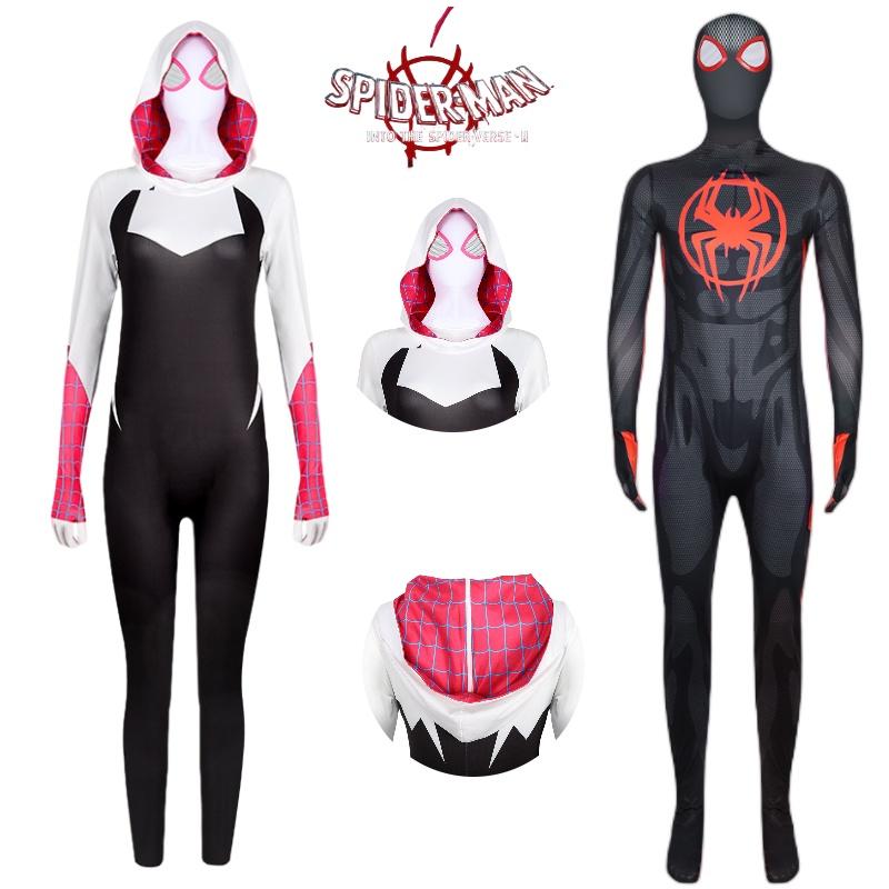 2023 Spider-man Miles Gwen Cosplay Costume Women's Spider-man Jumpsuit Milk Silk Fabric