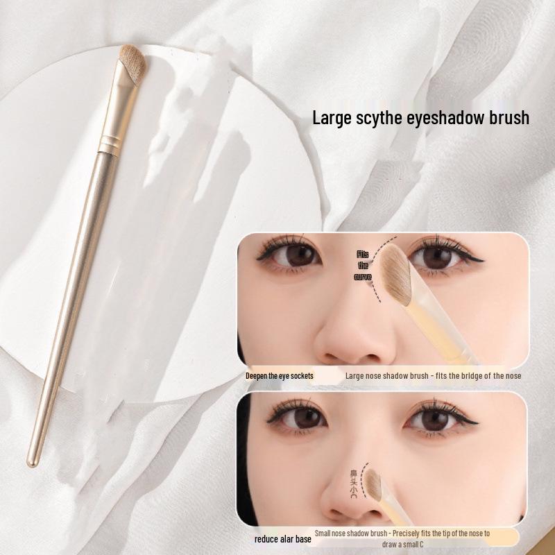 Sickle-Shaped Nose Contour Brush: Half-Fan Slanted Head for Highlighting, Contouring, and Shading. Ideal Small Brush for Beginners.