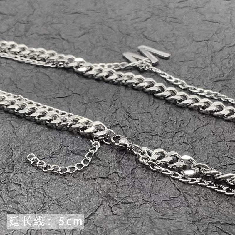 Ins Non Fading W Letter Double-layer Necklace, Personalized and Simple Collarbone Chain, Cool and Versatile Necklace, Trendy Accessory