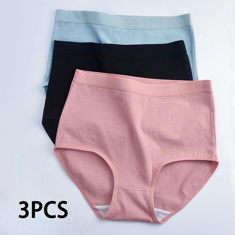 

3 шт. женские трусики с высокой талией, утягивающие живот и приподнимающие бедра, большие размеры для мам, изготовлены из чистого хлопка L