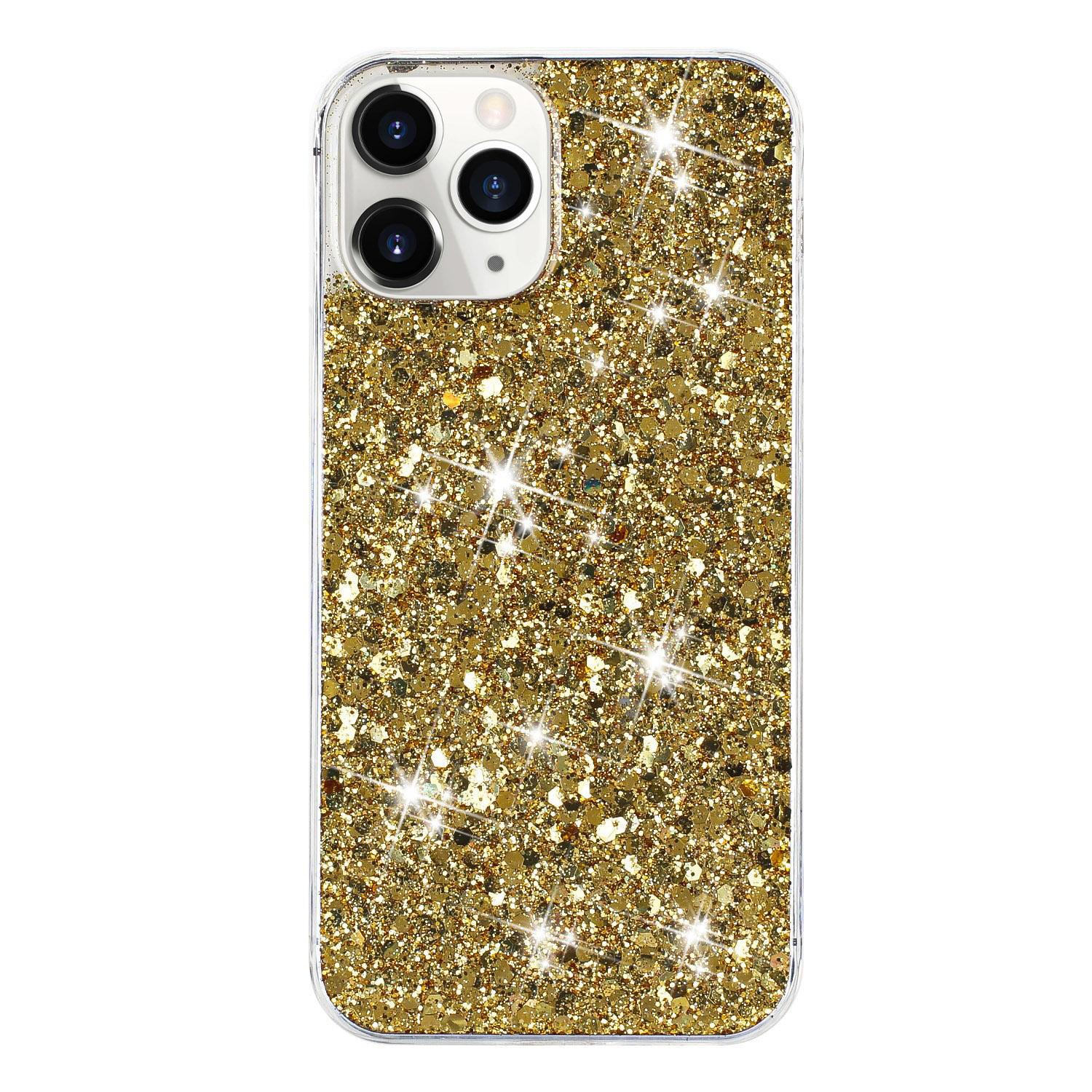 

For iPhone 11 Pro Cover Sparkle Sequins Epoxy Shockproof TPU Phone Case Gold