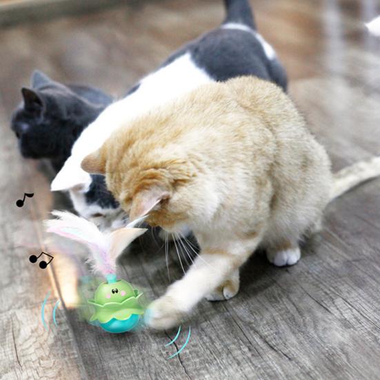 Interaktives Katzenspielzeug Automatisch rotierendes elektrisches Kätzchenspielzeug Wiederaufladbar Indoor Outdoor Spielzeug zur Linderung von Angstzuständen