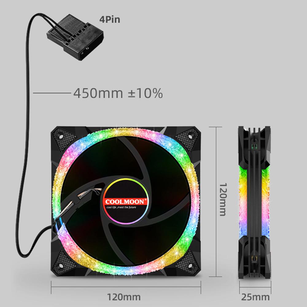 120mm LED Cooling Fan 12CM RGB Heatsink Rainbow Silent Fan Crushed Diamond PC Computer Case Fan Cooler Controller Dropshipping