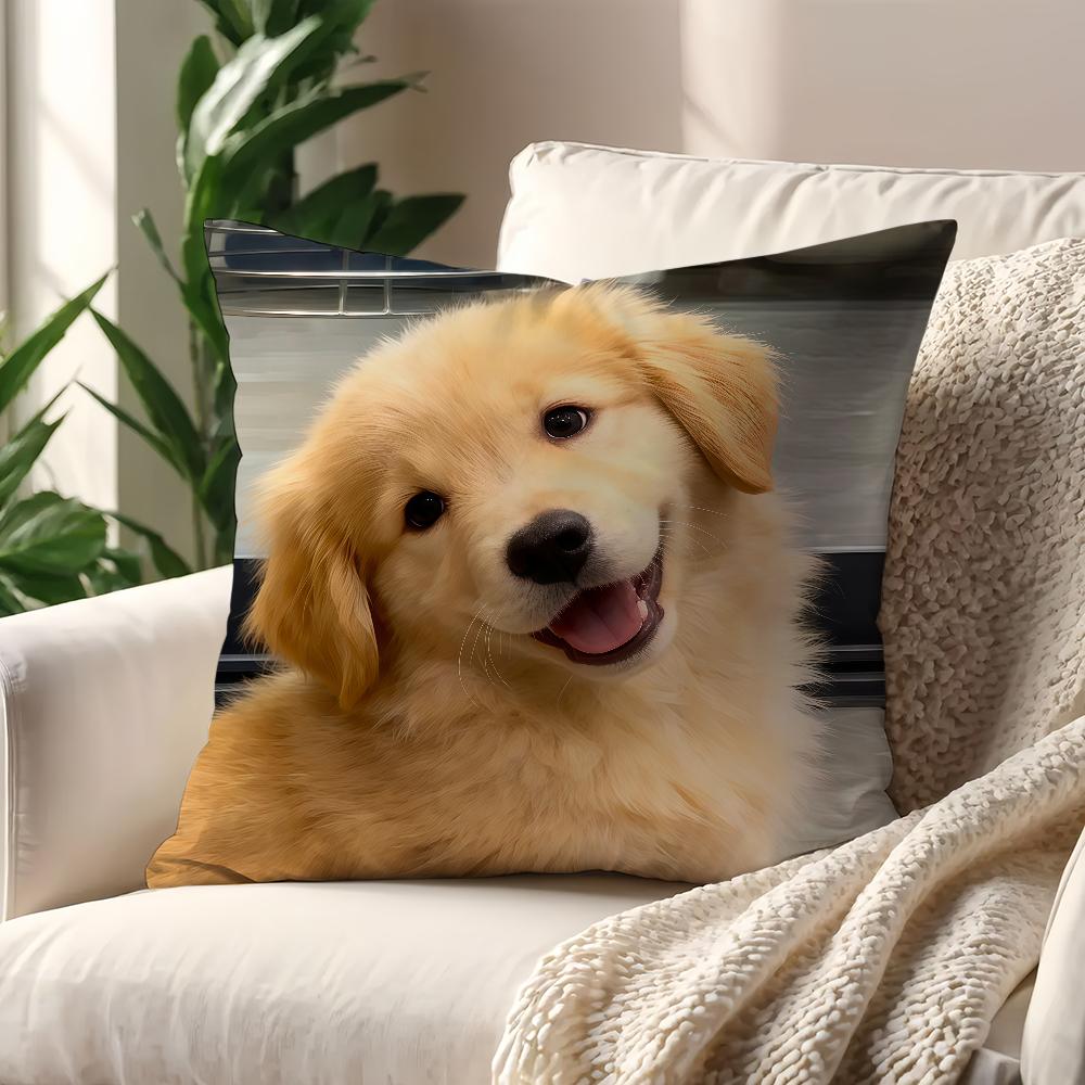Cute Puppy Golden Retriever Kawaii Cushion Cover For Pillow Printing Sofa Decoration Home Car Room Shop Office Nordic Simplicity