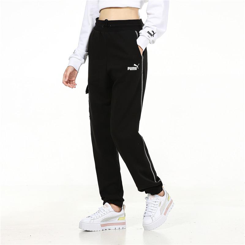 Puma Retro Sports Casual Breathable Knitted Long Pants Women Bottoms Black 847702-01
