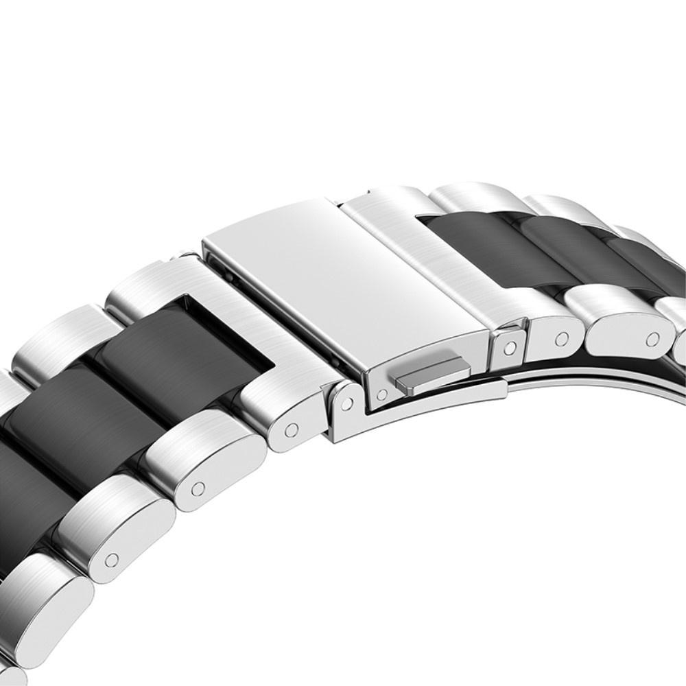 Armband für Samsung Galaxy Watch 4/5/6 40/42/43/44/45/46/47mm, Schwarz / Silber