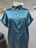 2025 Women's European & American Short-Sleeve Satin Button-Down Shirt - Casual Loose Fit