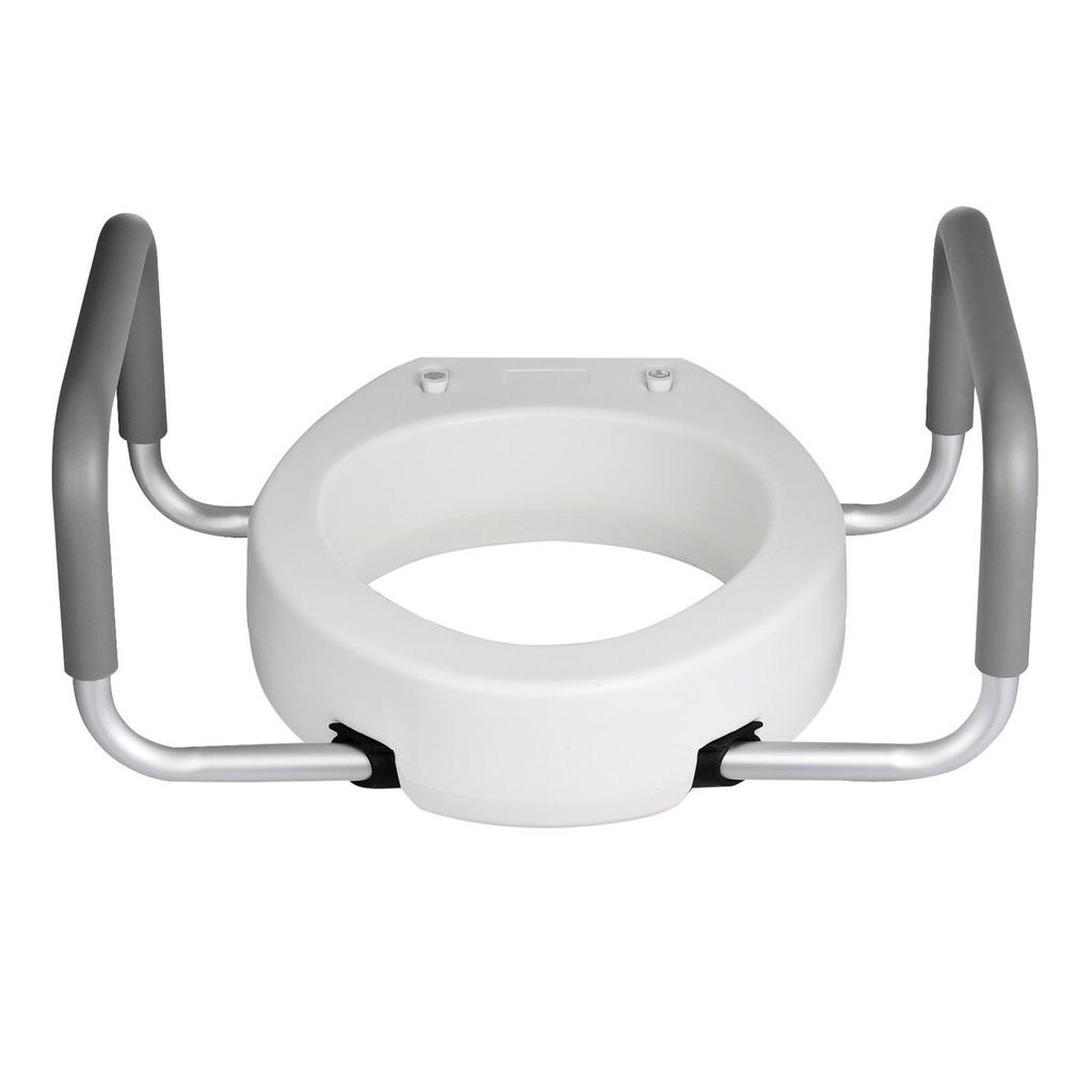 Raised Toilet Seat with Arms, 136.1 Kg Load Capacity, 88.9 Mm Lift Height, Widened Commode Elevated Toilet Seat Riser with Padded Handles for Seniors,