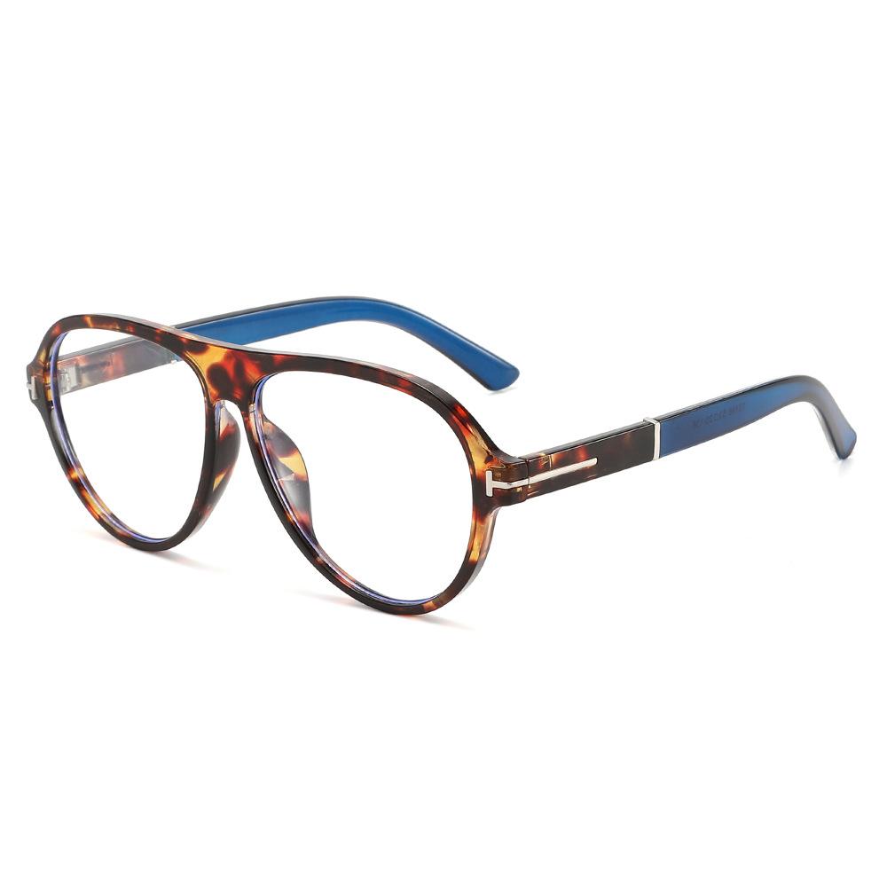 Two circles of new men's and women's plain face flat light toad glasses T-word anti-blue personalized glasses T-