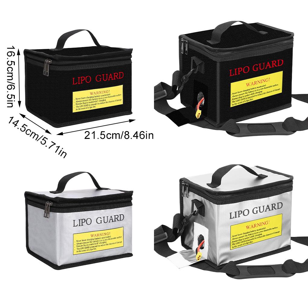 Lipo Battery Safety Bag Portable Explosion-proof Fireproof Storage Bag With Safe Guard 215*145*165mm Size For RC Drone Batteries